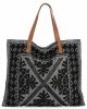 Włoska Torebka Shopper bag w Modne Wzory 5887 Czarna
